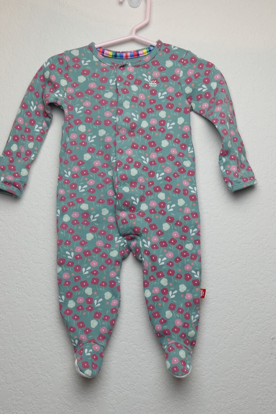 Charming Magnetic Me Wren Floral Infant Footie Organic Cotton size 3-6 Months